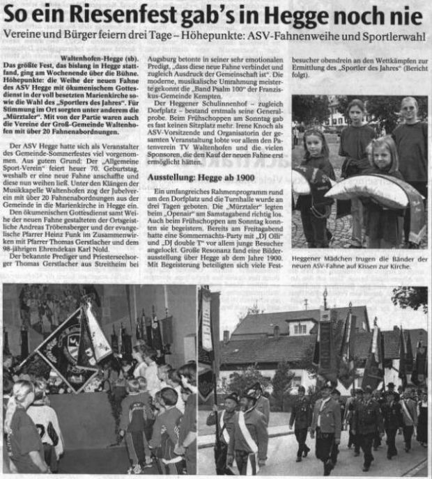 Zeitungsbericht der AZ vom 03.07.2001