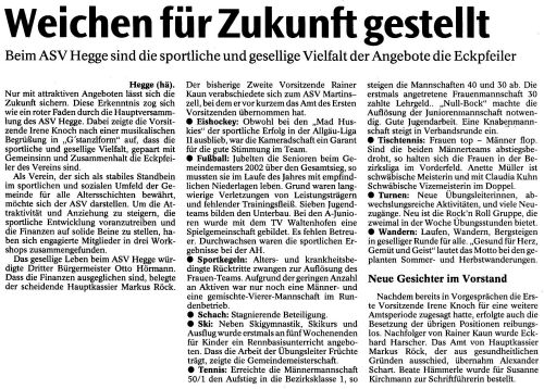 Bericht der Allguer Zeitung vom 22.03.2003.
